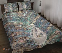 New Zealand Quilt Bed Set, Te Mania Paua Shell Ruaumoko Quilt And Pillow Cover
