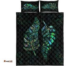 New Zealand Silver Fern Couple Quilt Bed Set Paua Shell