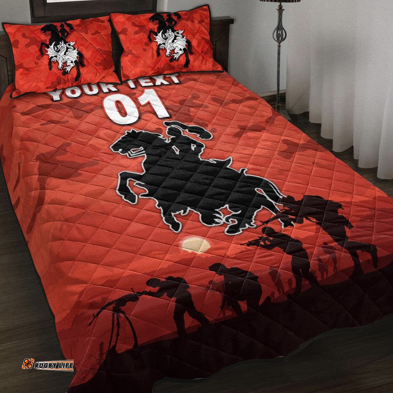 Custom Personalised St. George Illawarra Dragons ANZAC Quilt Bed Set Simple Style Red