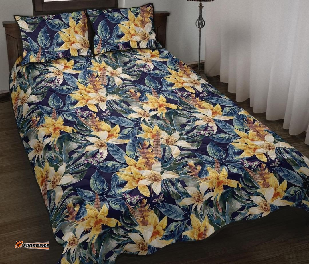 Polynesia Home Set Vintage Floral Quilt Bed Set