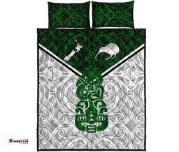 New Zealand Maori Rugby Quilt Bed Set Pride Version White