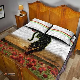 Penrith Panthers ANZAC Quilt Bed Set Poppy Flowers Vibes White