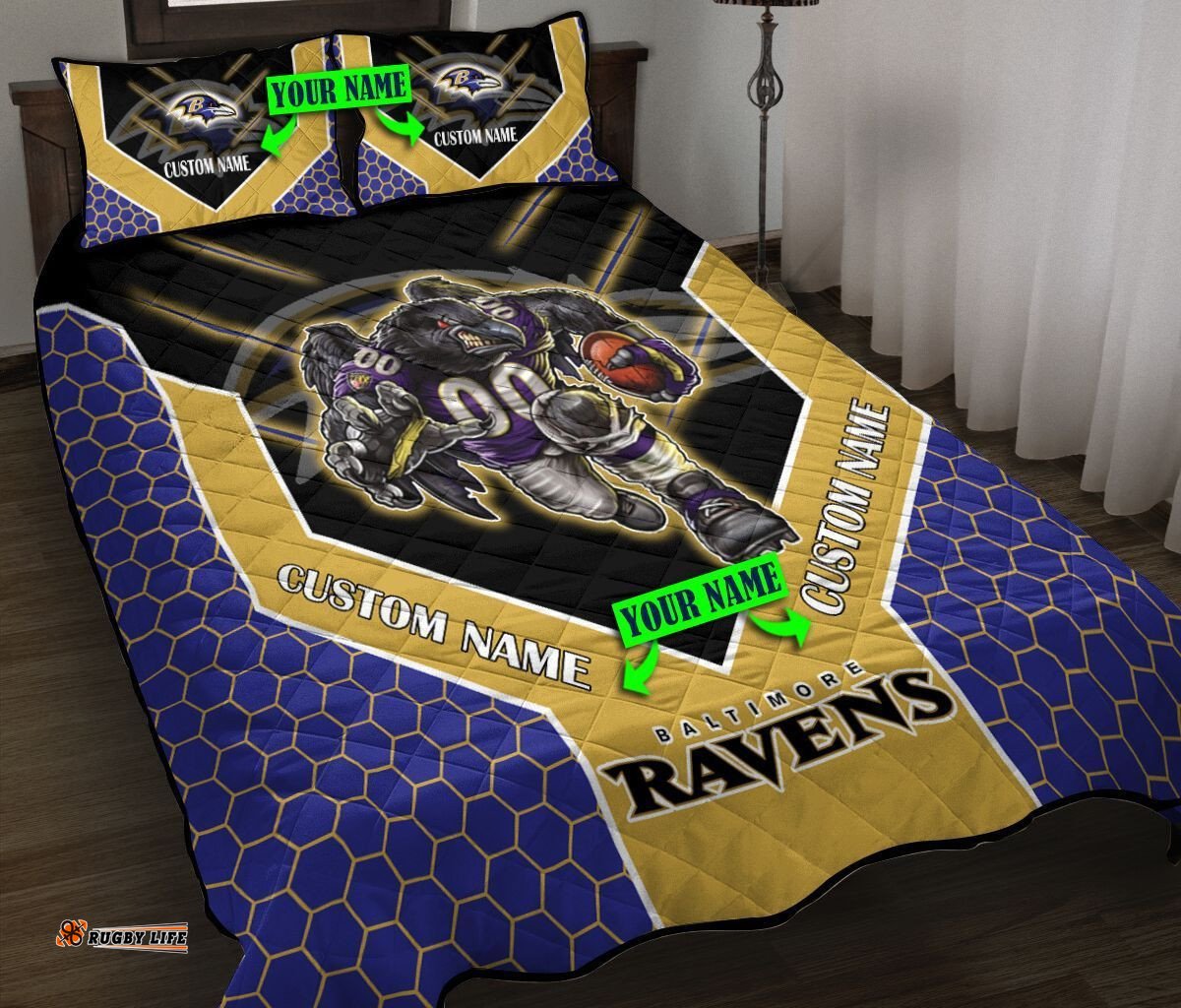 NRL Quilt Set Baltimore Ravens Quilt Set Mascot Personalised