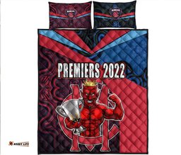 Melbourne Football Premiers Quilt Bed Set Demons Indigenous Style