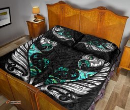 New Zealand Quilt Bed Set Manaia Paua Fern Wing White