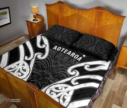 Aotearoa Quilt Bed Set Maori Moko Black White