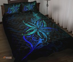 New Zealand Light Silver Fern X Frangipani Tattoo Quilt Bedding Sets Blue
