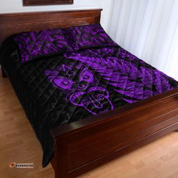 New Zealand Haka Rugby Maori Quilt Bed Set Silver Fern Vibes Purple