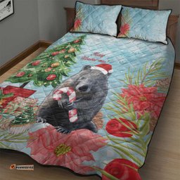 Australia Christmas Quilt Bed Set Merry Wombat mas Watercolor Style