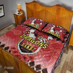 St. George Illawarra Dragons Rugby Quilt Bed Set Aboriginal And ANZAC Day With Dragons Poppy Flower Patterns Quilt Bed Set