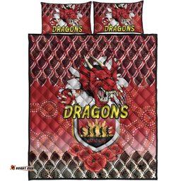 St. George Illawarra Dragons Rugby Quilt Bed Set Aboriginal And ANZAC Day With Dragons Poppy Flower Patterns Quilt Bed Set