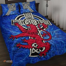 Scotland Celtic Quilt Bed Set Celtic Cross and Rampant Skew Style
