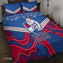 Bulldogs Football Christmas Quilt Bed Set Merry Xmas Mix Aboriginal Art