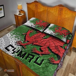 Wales Celtic Quilt Bed Set Grunge Dragon
