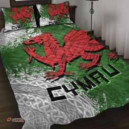 Wales Celtic Quilt Bed Set Grunge Dragon
