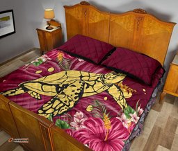 New Zealand Quilt Bed Set Turtle Polynesian Hibiscus