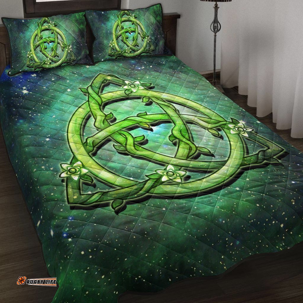 Celtic Quilt Bed Set Green Triquetra