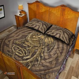 Celtic Vintage Dragon With Knot Quilt Bed Set