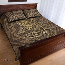 Celtic Vintage Dragon With Knot Quilt Bed Set