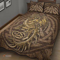 Celtic Vintage Dragon With Knot Quilt Bed Set