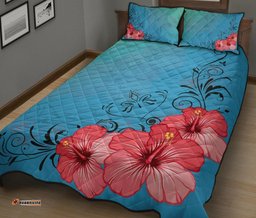 Hibiscus Flower Red Quilt Bed Set HW01
