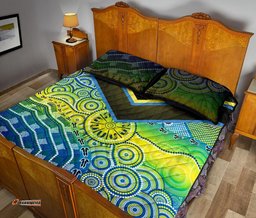 Aboriginal Quilt Set Covers Dot Painting Indigenous Circle Patterns