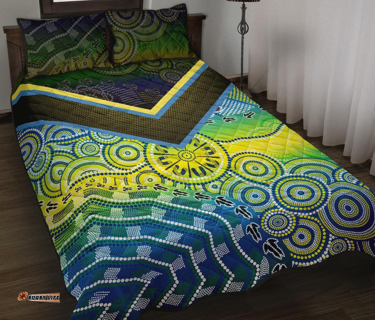 Aboriginal Quilt Set Covers Dot Painting Indigenous Circle Patterns