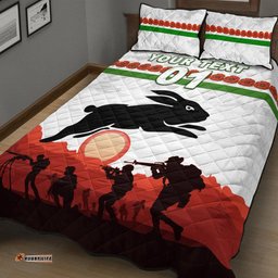 Custom Personalised South Sydney Rabbitohs ANZAC Quilt Bed Set Simple Style White