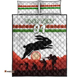 Custom Personalised South Sydney Rabbitohs ANZAC Quilt Bed Set Simple Style White
