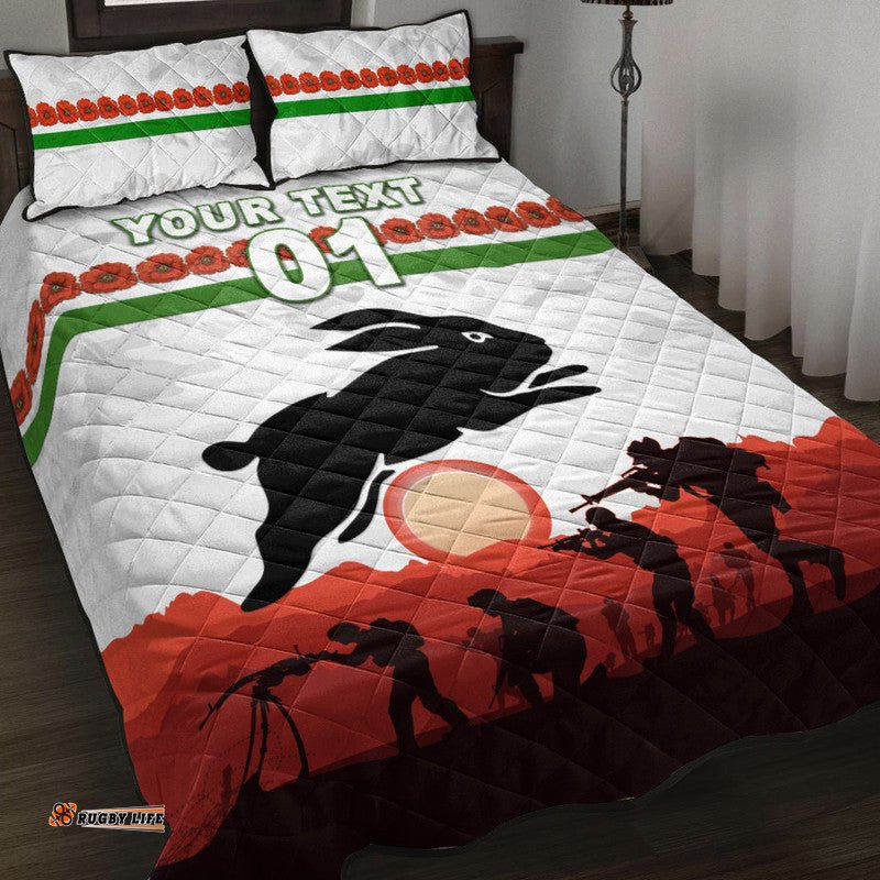 Custom Personalised South Sydney Rabbitohs ANZAC Quilt Bed Set Simple Style White