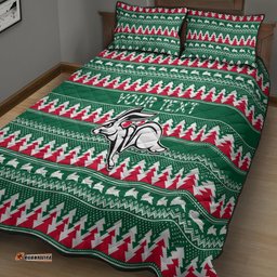 Personalised Rabbitohs Rugby Quilt Bed Set Christmas Simple Vibe