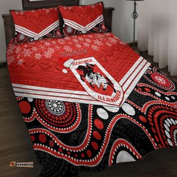 Custom Dragons Rugby Christmas Quilt Bed Set Merry Xmas Mix Aboriginal Art