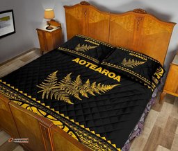 Aotearoa New Zealand Maori Quilt Bed Set Silver Fern Yellow