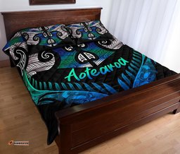 Aotearoa Quilt Bed Set Silver Fern Tangaroa