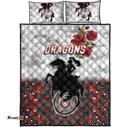 St. George Illawarra Dragons ANZAC Quilt Bed Set Indigenous Vibes White