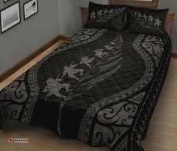 New Zealand Haka Fern Quilt Bed Set Grey