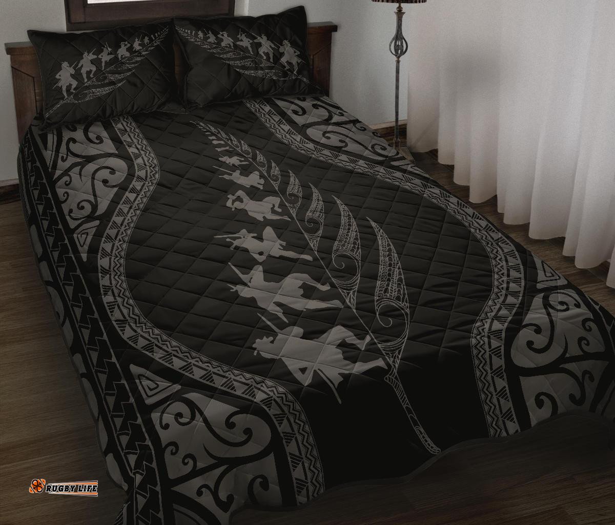 New Zealand Haka Fern Quilt Bed Set Grey