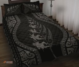 New Zealand Haka Fern Quilt Bed Set Grey