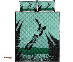 New Zealand Map X Silver Fern Quilt Bed Set