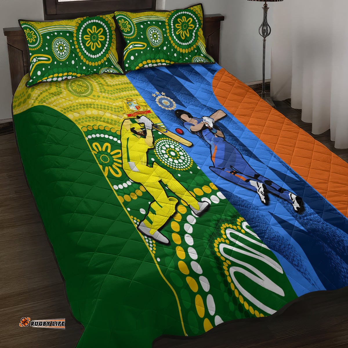 Australia And India Cricket Quilt Bed Set World Cup Final Together