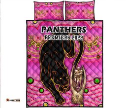 Penrith Panthers Rugby Quilt Bed Set Pink Crouching Panther Premiers
