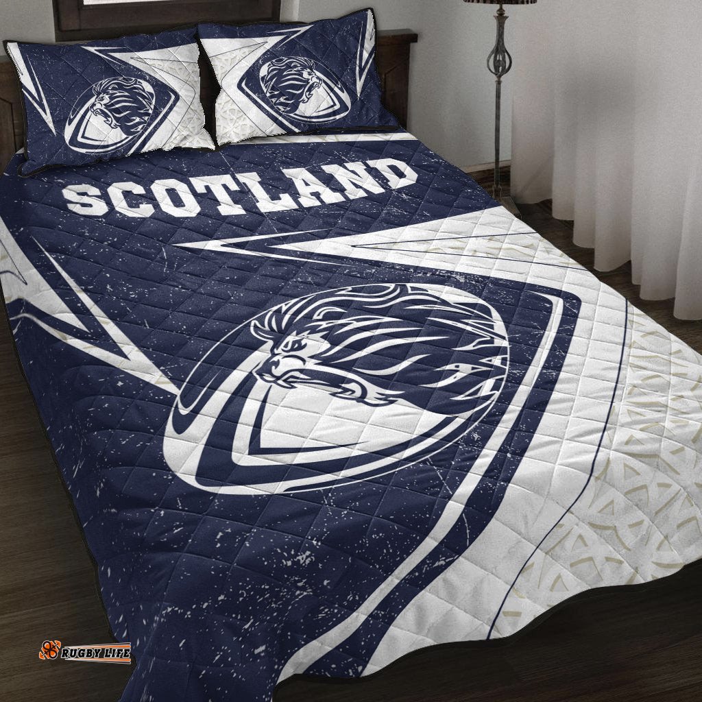 Scotland Rugby Quilt Bed Set Celtic Scottish Rugby Ball Lion Ver