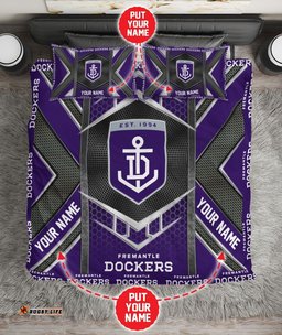 Personalised Fremantle Football Club Limited Edition Quilt Bed Set AFL Metal