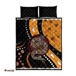 Aboriginal Snake Pattern Dot Art Quilt Bed Set