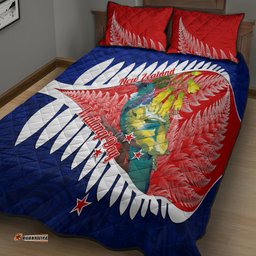 New Zealand Waitangi Day Quilt Bed Set NZ Maori Tui Bird With Kowhai Flowers