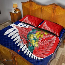 New Zealand Waitangi Day Quilt Bed Set NZ Maori Tui Bird With Kowhai Flowers