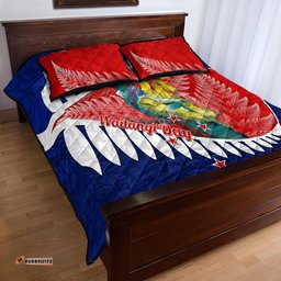 New Zealand Waitangi Day Quilt Bed Set NZ Maori Tui Bird With Kowhai Flowers