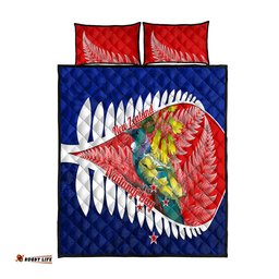 New Zealand Waitangi Day Quilt Bed Set NZ Maori Tui Bird With Kowhai Flowers