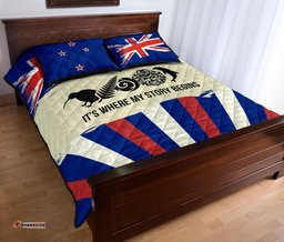 New Zealand Where My Story Begins Quilt Bed Set Blue