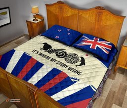 New Zealand Where My Story Begins Quilt Bed Set Blue